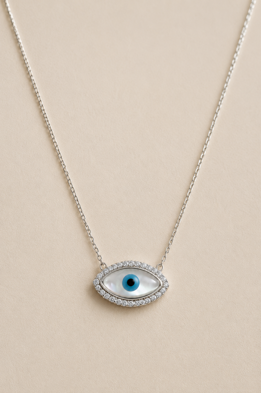 White Opal Evil Eye Necklace
