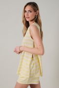2PC Butter White Stripe Set
