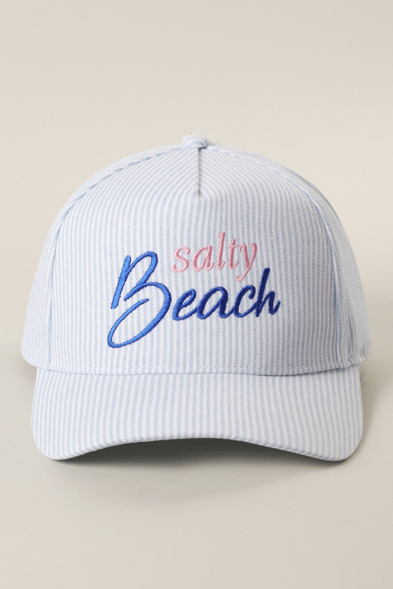 Salty Beach Embroidered Blue Hat