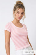 NikiBiki Striped Scoop Neck Top